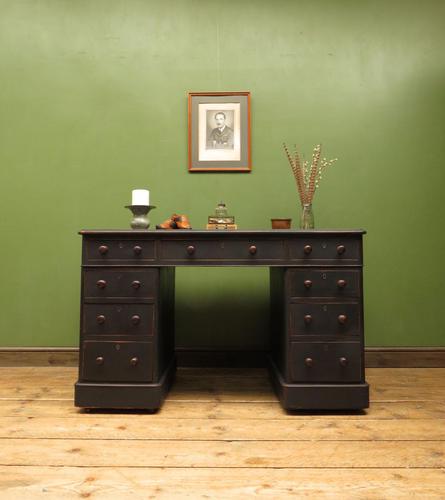 Antique Black Painted Pedestal Desk, 3 Parts, Gothic Shabby Chic (1 of 17) Antique Black Painted Pedestal Desk, 3 Parts, Gothic Shabby Chic (1 of 17)