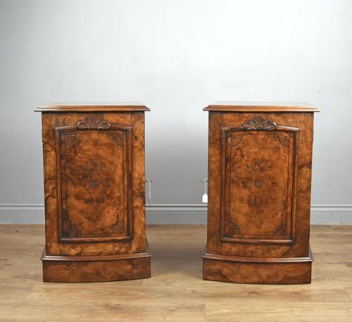 Fine Pair of Victorian Burr Walnut Bedside Cabinets (1 of 8)