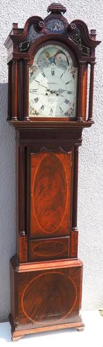 19th Century English Longcase Clock in Mahogany Painted Moon Roller Dial 8-Day Signed Sam Collier Eccles (1 of 6)