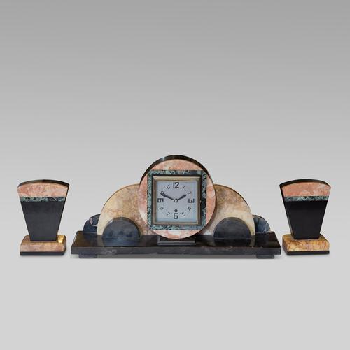 Onyx Art Deco Clock Set including sconces (1 of 3) Onyx Art Deco Clock Set including sconces (1 of 3)
