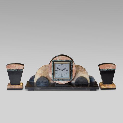 Onyx Art Deco Clock Set including sconces (1 of 3)