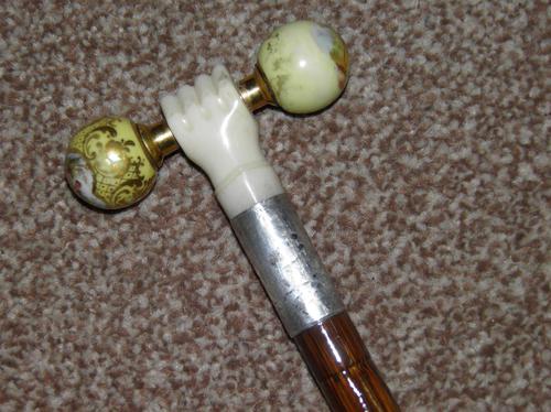 Antique hallmarked 1913 silver dress cane w/ carved fist & french porcelain yop (1 of 14) Antique hallmarked 1913 silver dress cane w/ carved fist & french porcelain yop (1 of 14)