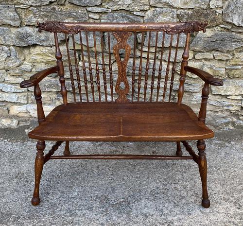 Unusual Oak Arts & Crafts Bench (1 of 18)