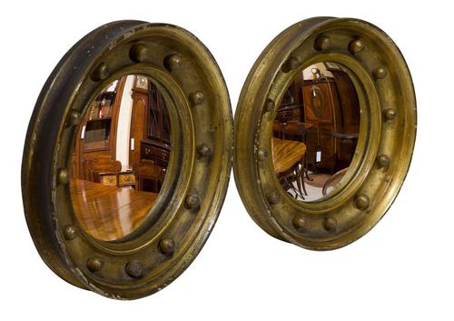 Pair of 19th Century Miniature Gilt Convex Mirrors (1 of 5) Pair of 19th Century Miniature Gilt Convex Mirrors (1 of 5)