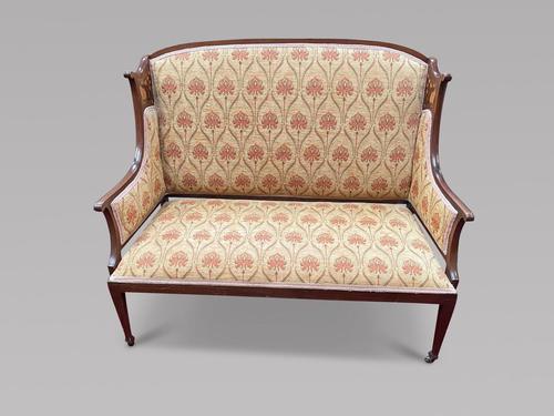 Art Nouveau Mahogany Inlaid Salon Settee (1 of 5)