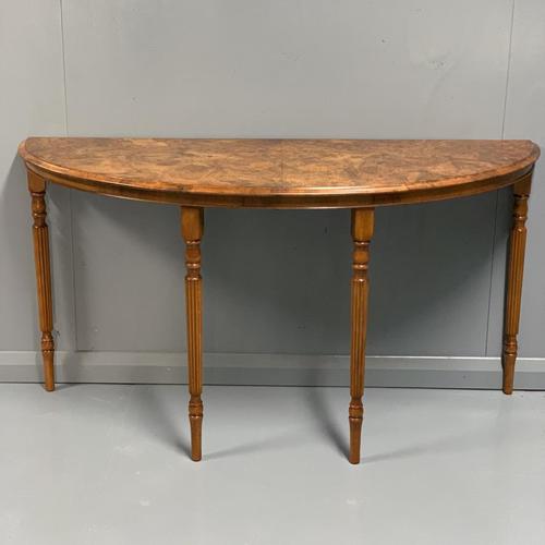 19th Century Burr Walnut Demi lune Console Table (1 of 6)