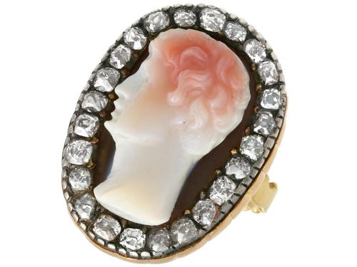 Carved Hardstone & 1.62ct Diamond, 18ct Yellow Gold Dress Ring - Antique c.1770 (1 of 9) Carved Hardstone & 1.62ct Diamond, 18ct Yellow Gold Dress Ring - Antique c.1770 (1 of 9)