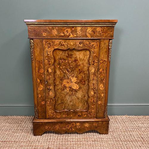 Magnificent Golden Walnut Antique Inlaid Pier Cabinet (1 of 10)