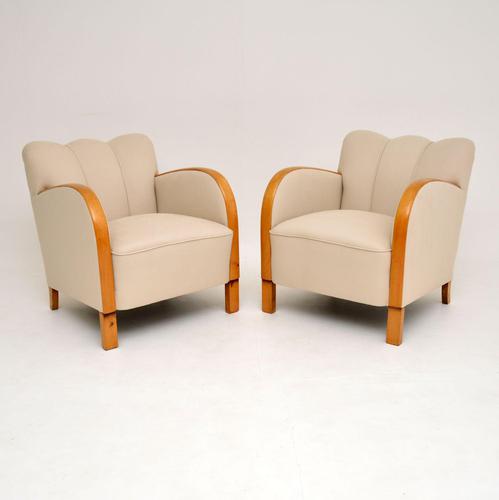 Pair of Swedish Art Deco Satin Birch Armchairs (1 of 11)