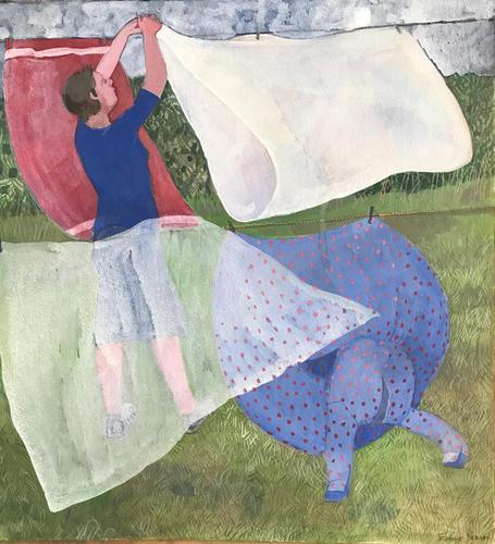 Original Gouache 'A Breezy Day' by Elaine Nason (1 of 1) Original Gouache 'A Breezy Day' by Elaine Nason (1 of 1)