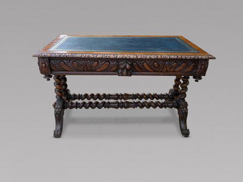 Victorian Carved Oak Library Desk (1 of 4)