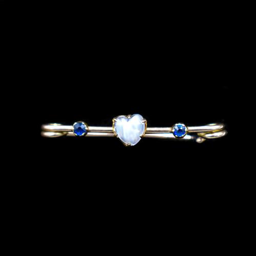 Antique Moonstone Heart and Sapphire 9ct 9K Gold Bar Brooch Pin (1 of 9) Antique Moonstone Heart and Sapphire 9ct 9K Gold Bar Brooch Pin (1 of 9)