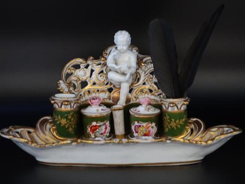 Very Fine & Rare Late 19th Century Continental Porcelain Encrier (1 of 6) Very Fine & Rare Late 19th Century Continental Porcelain Encrier (1 of 6)