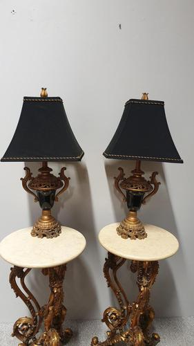 Pair of Gilt & Black Table Lamps (1 of 6)