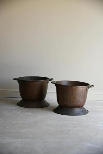 Pair of Antique Copper Log Bins (1 of 9)