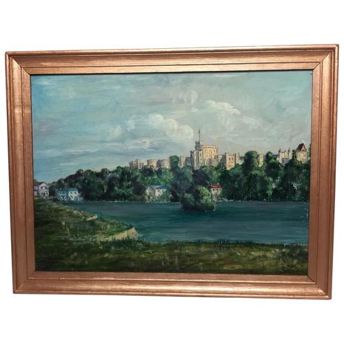 Fine 20th Century Oil Painting Royal Windsor Castle "View From The Thames" (1 of 12) Fine 20th Century Oil Painting Royal Windsor Castle "View From The Thames" (1 of 12)