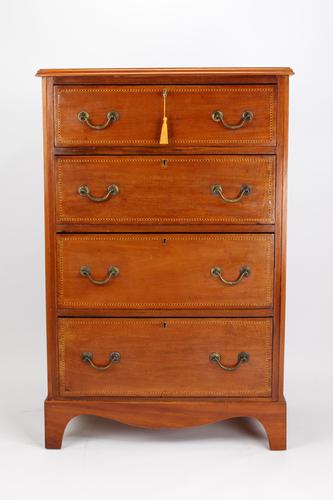 Tall Edwardian Mahogany & Inlaid Chest of Drawers (1 of 13)