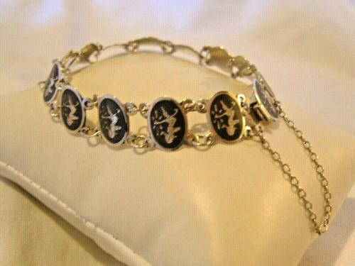 Vintage Sterling Silver Enamel Bracelet 1960s Goddess of Love 7" Length 9.1 Grams (1 of 12)