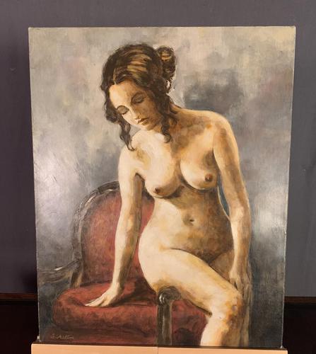 Mid Century Signed Oil on Canvas Female Nude (1 of 6)