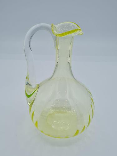 Antique Bohemian Czech  Vaseline Uranium Glass Jug (1 of 8)