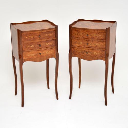 Pair of Antique French Inlaid Marquetry Bedside Tables (1 of 10)