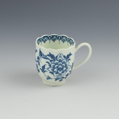 First Period Worcester Porcelain Scalloped Peony Coffee Cup c.1765-1770 (1 of 8)