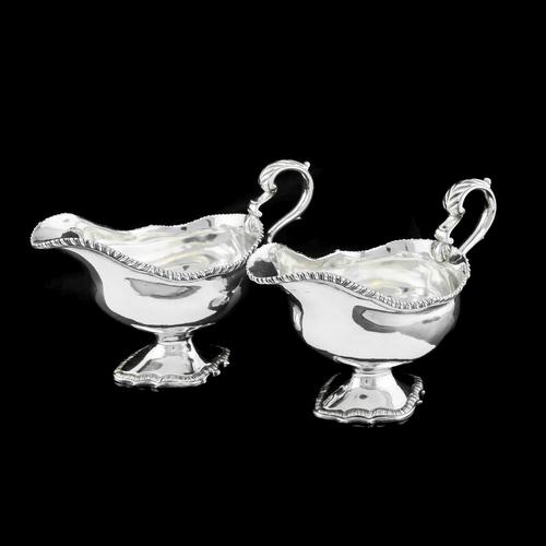 Pair of Georgian Solid Silver Pedestal Sauce Boats - William Collins 1774 (1 of 24)