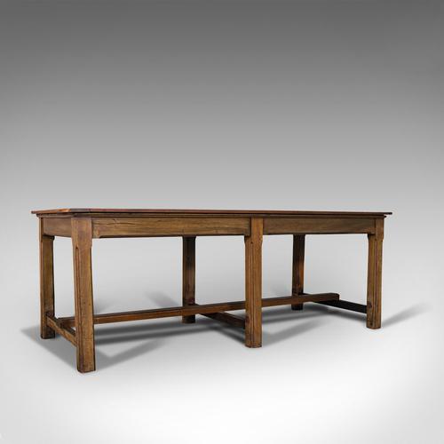 Large Antique Refectory Table, English, Teak, Mahogany, Dining, Industrial, 1900 (1 of 12)