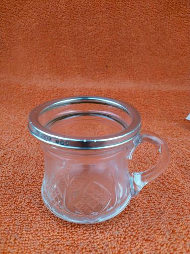 Antique Sterling Silver Hallmarked  Cut Glass Cup Mug 1932, Walter Gardener Groves, London (1 of 8)