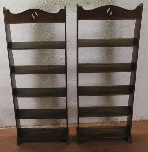 1940's Pair of Small Oak Open Bookshelves with 4 Shelves (1 of 3) 1940's Pair of Small Oak Open Bookshelves with 4 Shelves (1 of 3)