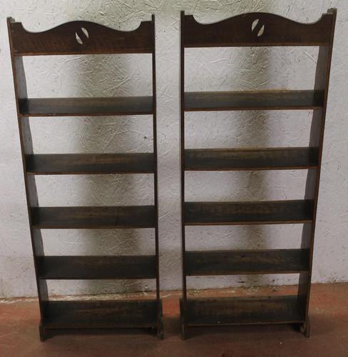 1940's Pair of Small Oak Open Bookshelves with 4 Shelves (1 of 3)