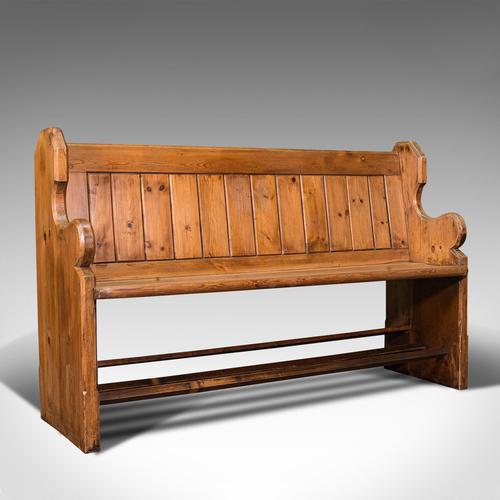 Antique Bench Seat, English, Pine, Pew, Ecclesiastic Taste, Victorian c.1900 (1 of 12)