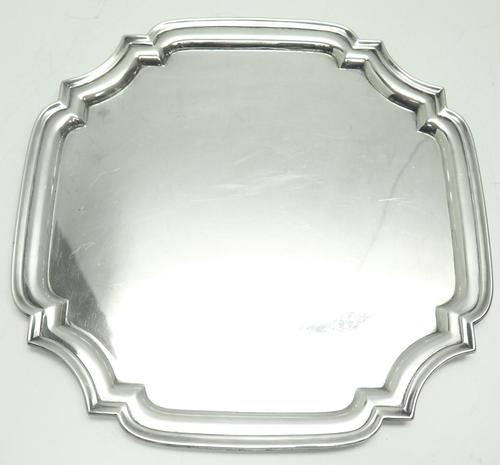 English Antique Solid Silver Tray, Super Design Fresh & Clean c.1970 (1 of 5)