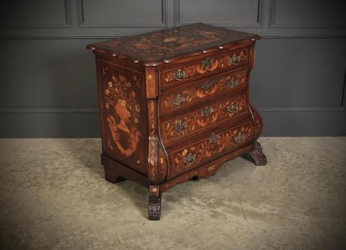 Dutch Marquetry Inlaid Bombe Shaped Mahogany Chest (1 of 12) Dutch Marquetry Inlaid Bombe Shaped Mahogany Chest (1 of 12)