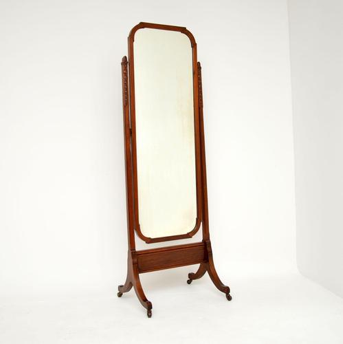 Antique Victorian Mahogany Cheval Mirror (1 of 9)