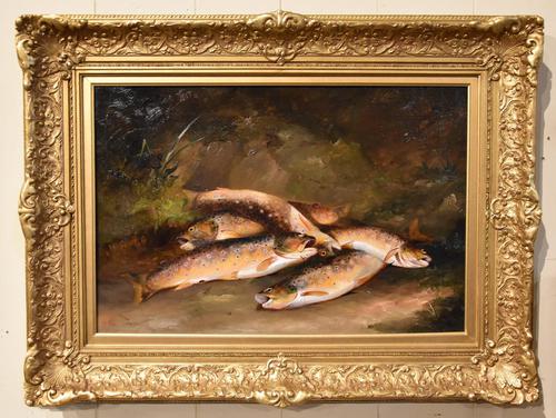 Oil Painting by John Christopher Bell "Brown Trout on a Bank" (1 of 5) Oil Painting by John Christopher Bell "Brown Trout on a Bank" (1 of 5)