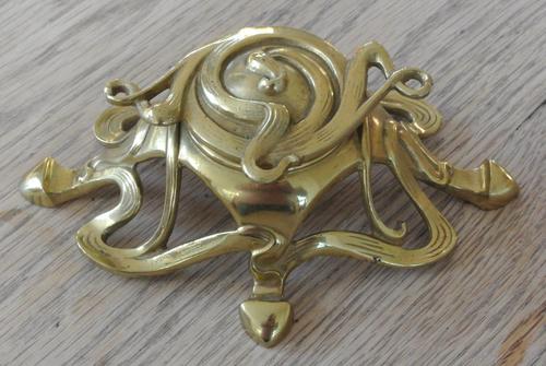 Fine Art Nouveau Brass Inkwell by William Tonks Registed c.1900 (1 of 11)