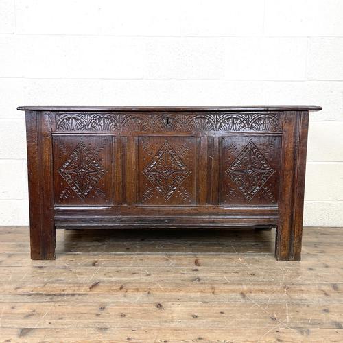 18th Century Carved Oak Coffer (1 of 10)