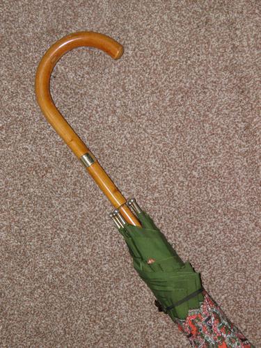 Vintage 12ct Rolled Gold Ladies Umbrella W/ Green Paisley Pattern Cotton Canopy (1 of 13)