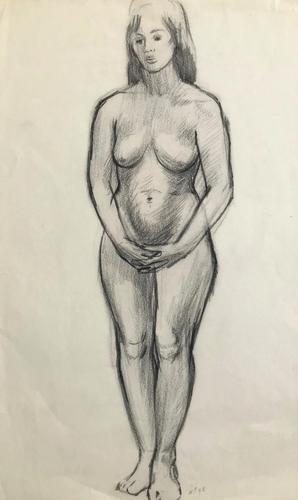 Original Pencil Drawing 'standing Nude' by Helmut Petzsch 1920-2008 - Initialled 1948 (1 of 1) Original Pencil Drawing 'standing Nude' by Helmut Petzsch 1920-2008 - Initialled 1948 (1 of 1)