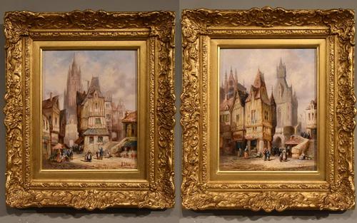 Oil Painting by Pair Henry Schafer - Fecamp Normandy, Nuremburg, Germany (1 of 10) Oil Painting by Pair Henry Schafer - Fecamp Normandy, Nuremburg, Germany (1 of 10)