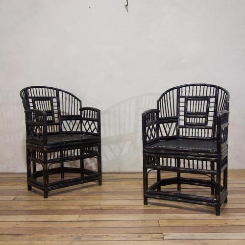 20th Century Ebonised Brighton Pavilion Bamboo Armchairs (1 of 16)