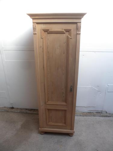 Antique Pine 1 Door Front to Back Pole Child's Wardrobe to Wax / Paint (1 of 9)