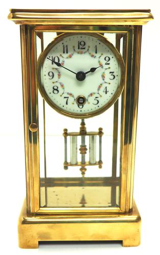 Fine Antique French Table Regulator with Visible Pendulum 8 Day 4 Glass Mantel Clock (1 of 10)