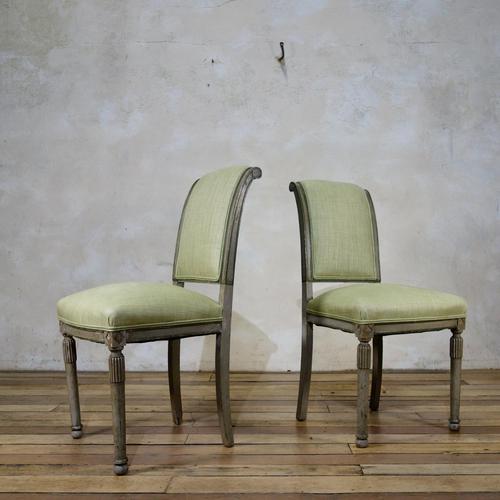 Pair of French Painted Louis XVI Style Side Chairs (1 of 12) Pair of French Painted Louis XVI Style Side Chairs (1 of 12)