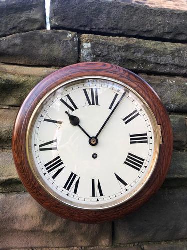 Victorian Oak Cased 12" Dial Station Clock (1 of 8)