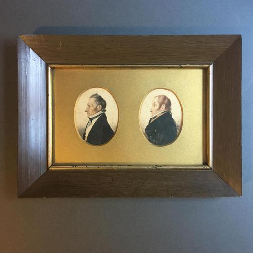 Two Very Characterful Miniature Portraits of Gentleman in a Single Frame (1 of 7)