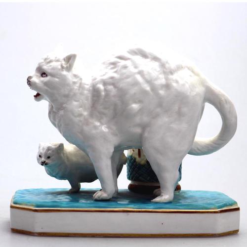 Highly Unusual Novelty Frightened Cat Porcelain Striker / Match Holder 19th Century (1 of 13)