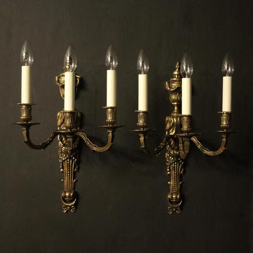 French 19th Century Pair of Bronze Antique Wall Sconces (1 of 10) French 19th Century Pair of Bronze Antique Wall Sconces (1 of 10)