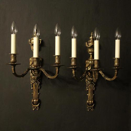 French 19th Century Pair of Bronze Antique Wall Sconces (1 of 10)